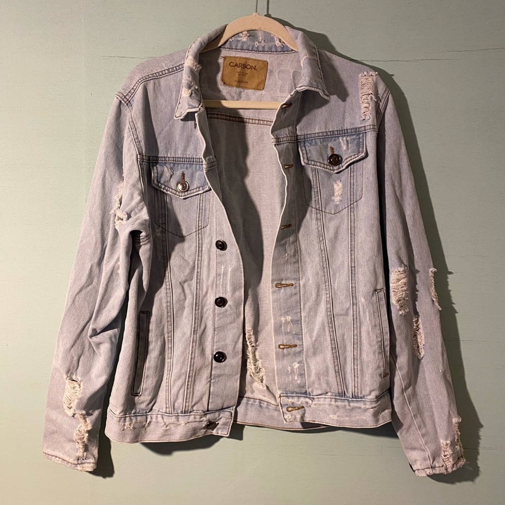 Carbon Light Blue Ripped Denim Jacket SZ.M